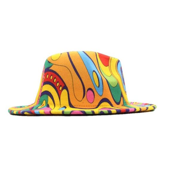 Women\'s Yellow Graffiti  Abstract Design Fedora Hat main image 4